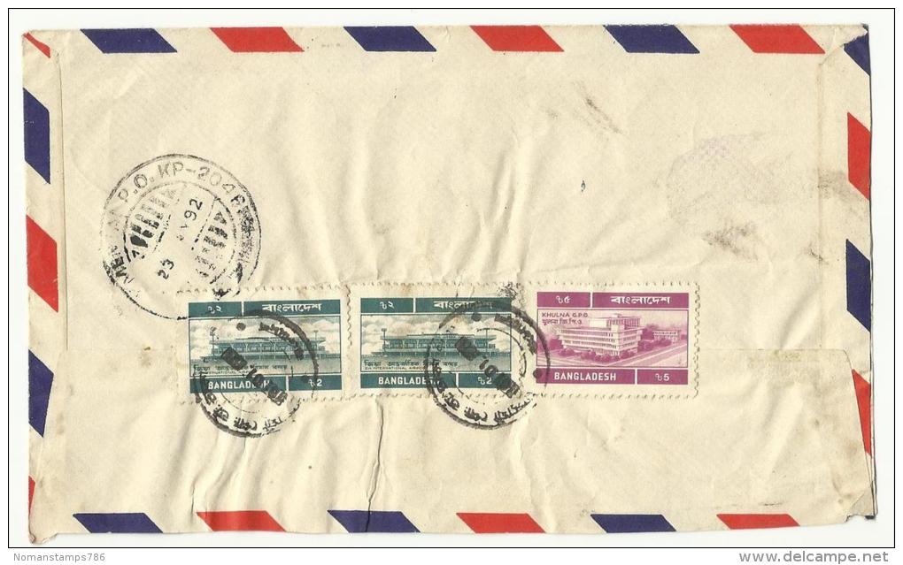 Bangladesh 1992  Air Mail Postal Used Cover Bangladesh To Pakistan Zia International Airport Stamp - Bangladesh