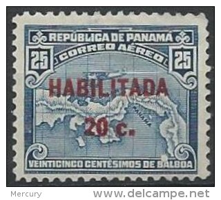 PANAMA -20 C. Sur 25 C. Bleu De 1932 Type II Neuf RARE Signé RENON (surcharge De 17 Mm) - Panama