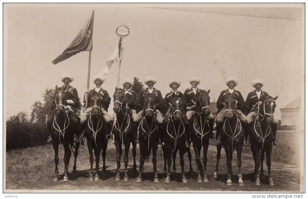 Männer Auf Pferde, Fahne, Standarte - Rückseitige Unterschriften, Original Fotokarte Gelaufen 1933? Von Teufenthal ... - Sonstige & Ohne Zuordnung