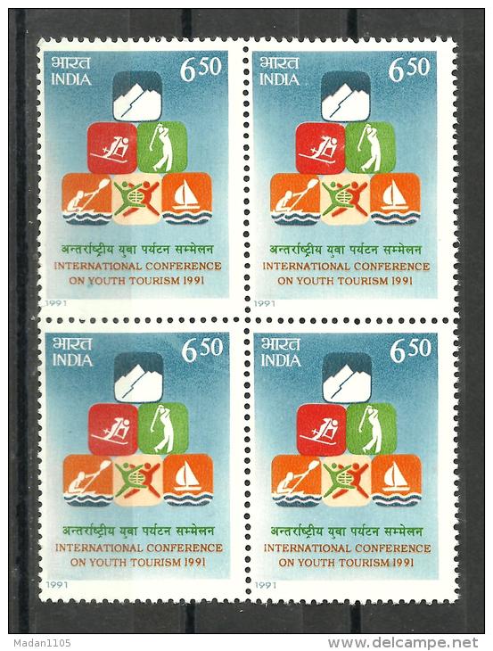 INDIA, 1991, International Conference On Youth Tourism, New Delhi, Block Of 4, MNH, (**) - Ungebraucht