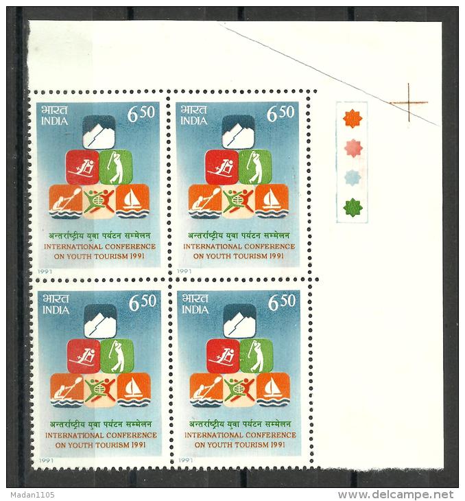 INDIA, 1991, International Conference On Youth Tourism, New Delhi, Block Of 4, With Traffic Lights, MNH, (**) - Neufs