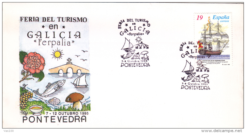 FERIA DE TURISMO,FISH, MUSHROOM,PONTEVEDRA,COVER FDC,1995, SPANIA - Other & Unclassified