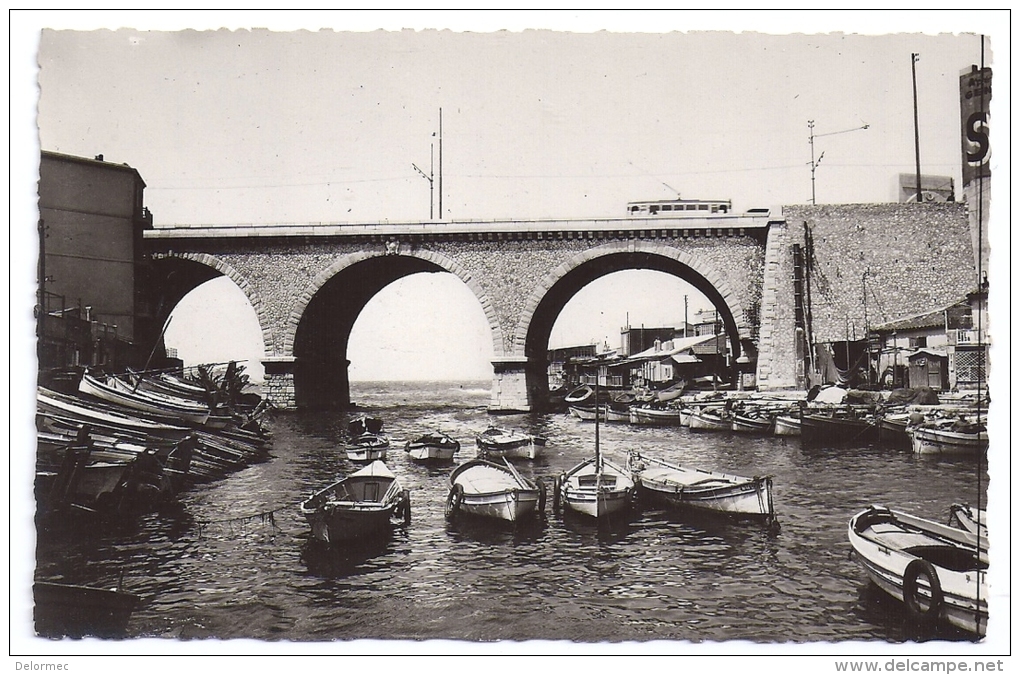 CPSM Photo Marseille 13 Bouches Du Rhône Pont Et Vallon Des Auffes Tramway Bateaux édit A Tardy N°535 Non écrite - Endoume, Roucas, Corniche, Plages