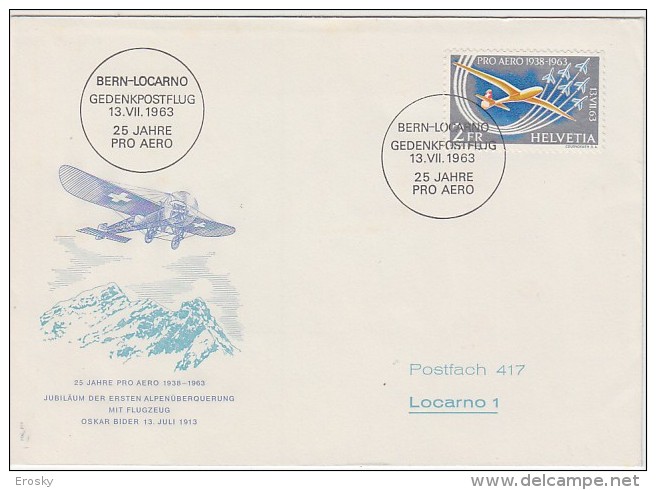 PGL BS091 - SUISSE AERIENNE Yv N°45 GEDENKPOSTFLUG 13/7/1963 - Sonstige & Ohne Zuordnung