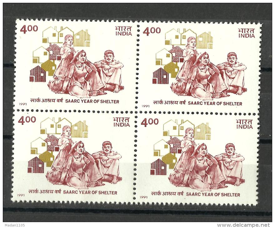 INDIA, 1991, SAARC Year For Shelter, Block Of 4,  MNH, (**) - Ungebraucht