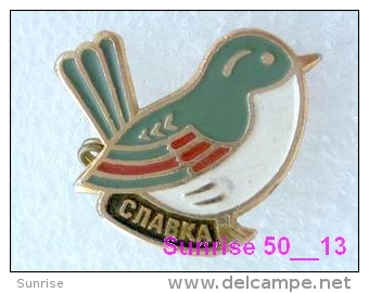 Animals: Bird Featherbed - Warbler - Sylviiadae / Soviet Badge _35_an2229 - Animals