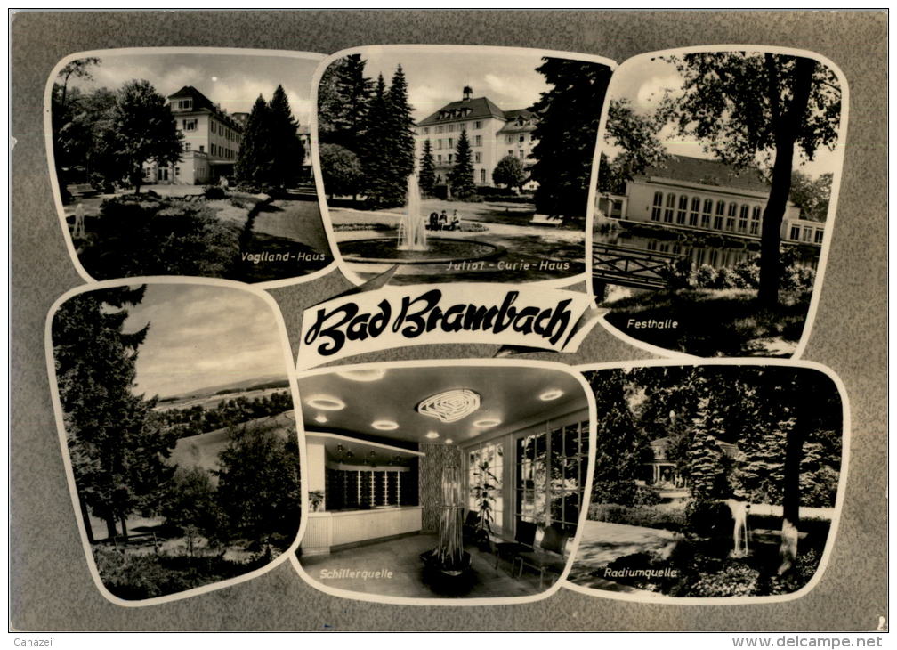 AK Bad Brambach, Joliot-Curie-Haus, Vogtland-Haus, Gel, 1964 - Bad Brambach