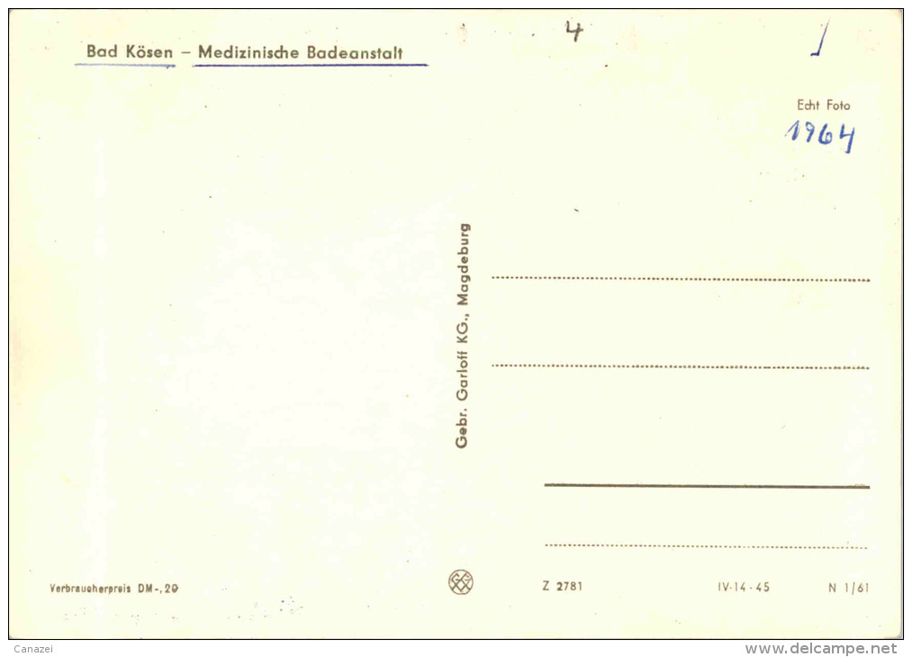 AK Bad Kösen, Medizinische Badeanstalt, Ung, 1961 - Bad Koesen