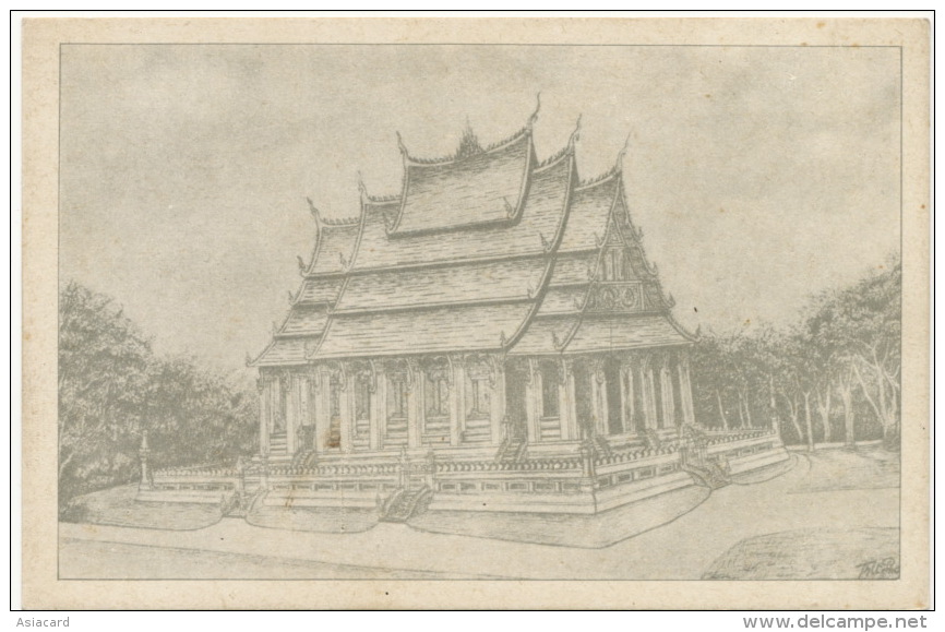 Laos  Vientiane  Vat Phra Keo Edit Institut Bouddhique Dessin - Laos