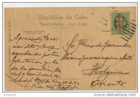 Santiago Arbol De La Rendicion Peace Tree Stamp Gobierno Revolucionario 1933 Jose Marti - Cuba