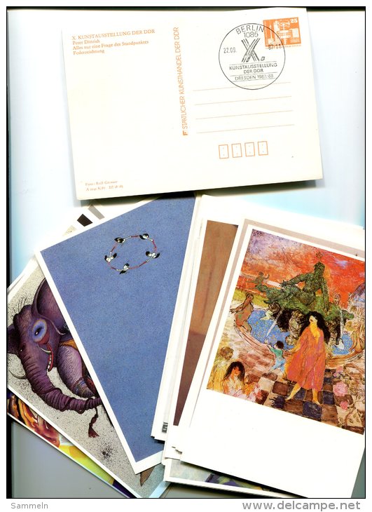 1374 - DDR / EAST GERMANY - 32 Versch. Privat-Ganzsachen "X.Kunstausstellung Dresden" Mit 25 Pfg-Wertstempel - SELTEN - Private Postcards - Used