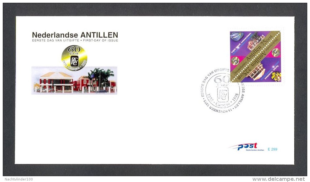 Miv299fb E299 MINERALEN GEMSTONES MINERALIEN UND GESTEINE MINÉRAUX 60 YR COOPER & LYBRAND NEDERLANDSE ANTILLEN 1998 FDC - Mineralen