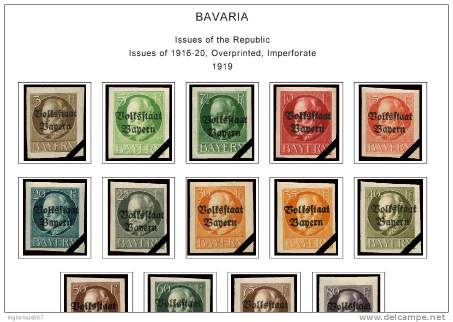 GERMANY STATES STAMP ALBUM PAGES 1849-1923 (66 Color Illustrated Pages) - Inglés