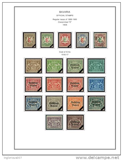 GERMANY STATES STAMP ALBUM PAGES 1849-1923 (66 color illustrated pages)