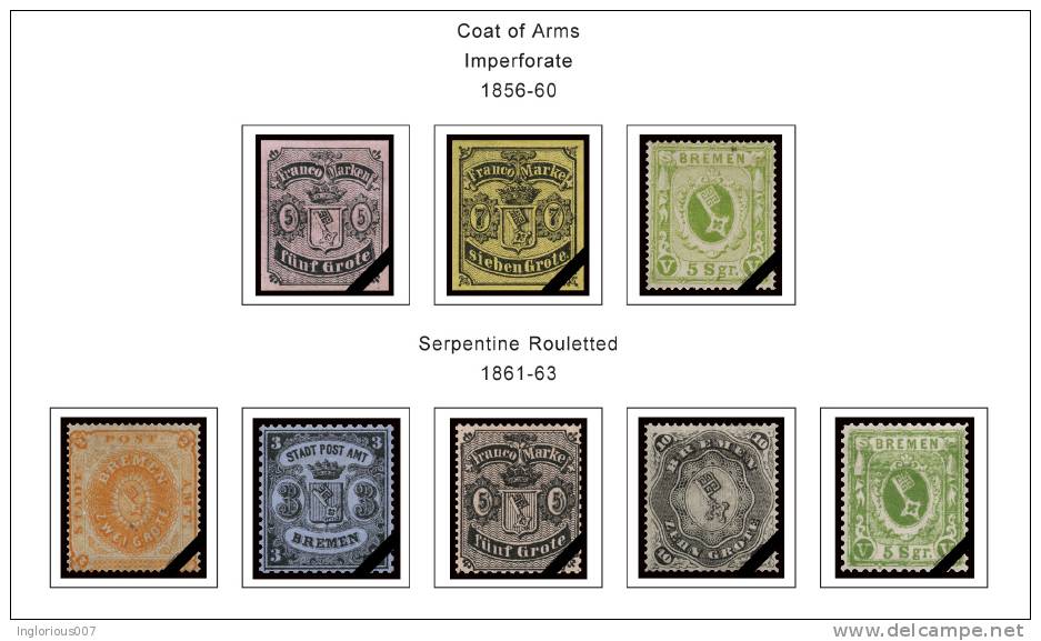 GERMANY STATES STAMP ALBUM PAGES 1849-1923 (66 color illustrated pages)