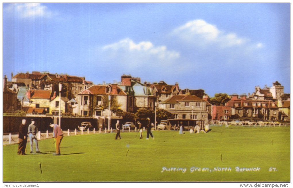 Old Postcard : "Putting Green, North Berwick", East Lothian, Scotland, Used 1967, But Old Smaller Size - SALE - East Lothian