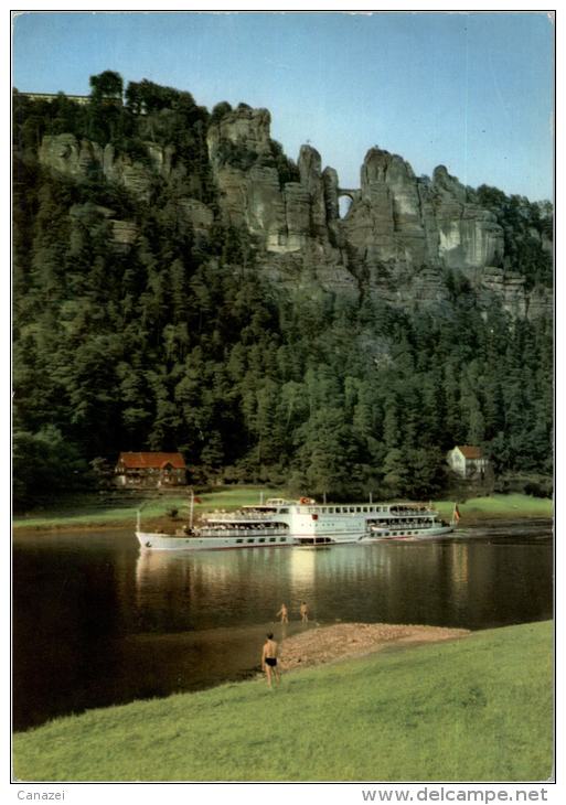 AK Bastei Mit Luxusmotorschiff, Ung, 1969 (Rathen,Wehlen) - Rathen