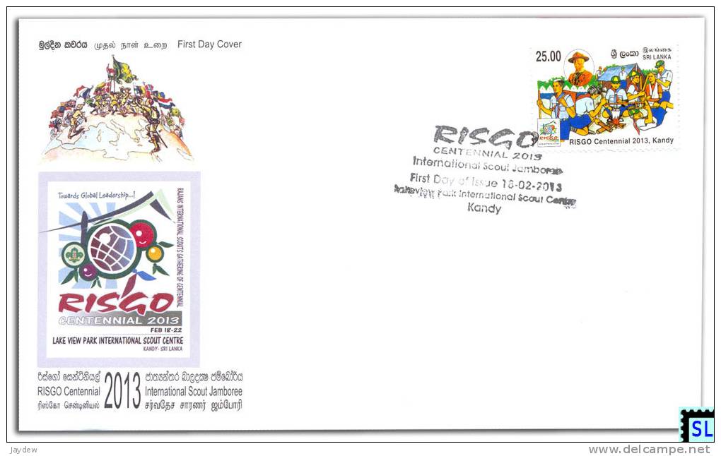 Sri Lanka Stamps 2013, RISGO Centennial, International Scout Jamboree, FDC - Sri Lanka (Ceylon) (1948-...)