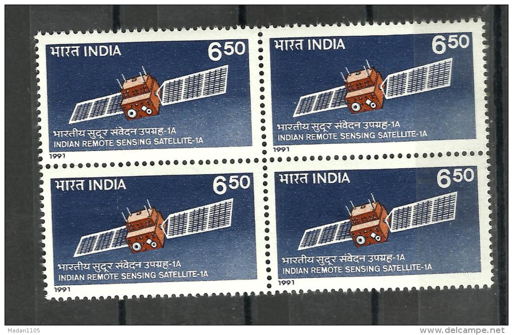 INDIA, 1991, 3 Years Of Operation Of Indian Remote Sensing Satellite-1A, Block Of 4,  MNH, (**) - Ungebraucht