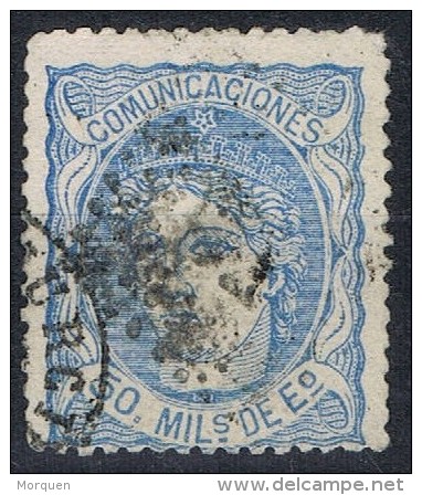 Sello 50 Mils Alegoria 1870, Fechador MuRCIA, Num 107 º - Used Stamps