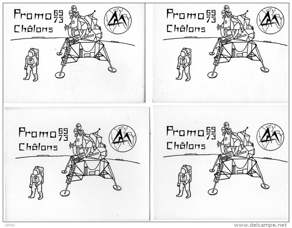 - CHALONS  EN  CHAMPAGNE - Ecole Nationale Supérieure Des Arts Et Métiers -  PROMO 69-73 -   4 Cartes - Altri & Non Classificati