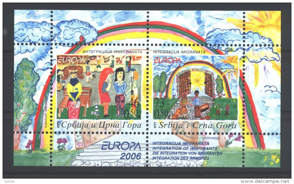 Jugoslawien – Yugoslavia 2006 Europa CEPT Souvenir Sheet MNH, 10 X; Michel # Block 65 - Blocks & Sheetlets