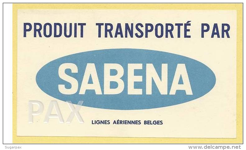 BELGIUM &#9830; SABENA &#9830; AVIATION  &#9830; BELGIQUE &#9830; VINTAGE LUGGAGE LABEL &#9830; 2 SCANS - Étiquettes à Bagages