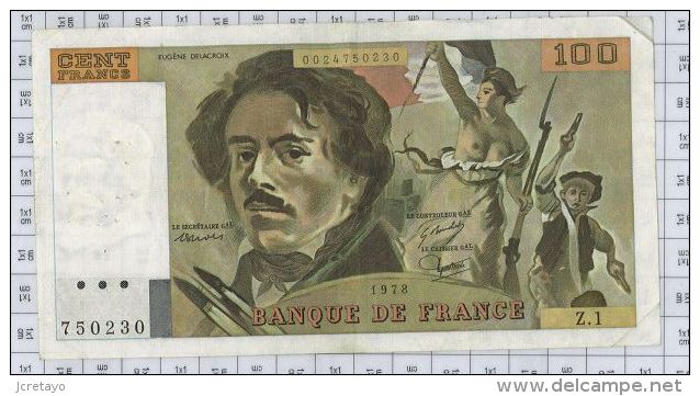 100 Francs Delacroix, Fayette N° 68-1, état TTB - 100 F 1978-1995 ''Delacroix''