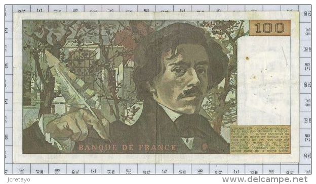 100 Francs Delacroix, Fayette N° 68-2, état TTB - 100 F 1978-1995 ''Delacroix''