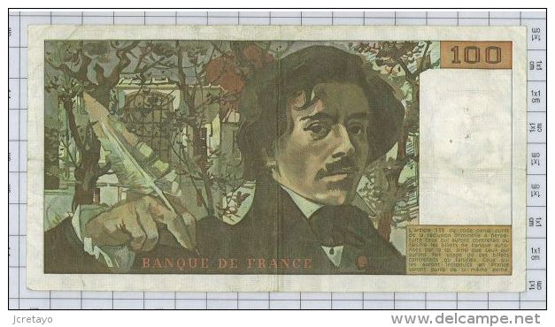 100 Francs Delacroix, Fayette N° 68-2, état TTB - 100 F 1978-1995 ''Delacroix''