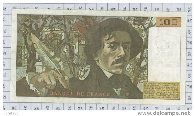 100 Francs Delacroix, Fayette N° 68-2, état TTB - 100 F 1978-1995 ''Delacroix''