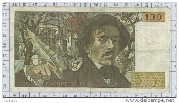 100 Francs Delacroix, Fayette N° 68-2, état TB - 100 F 1978-1995 ''Delacroix''