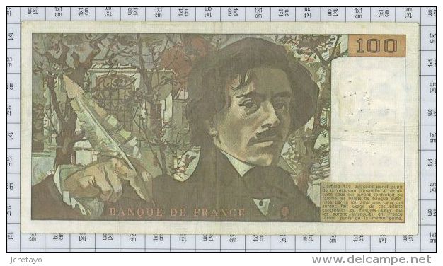 100 Francs Delacroix, Fayette N° 68-2, état TB-TTB - 100 F 1978-1995 ''Delacroix''