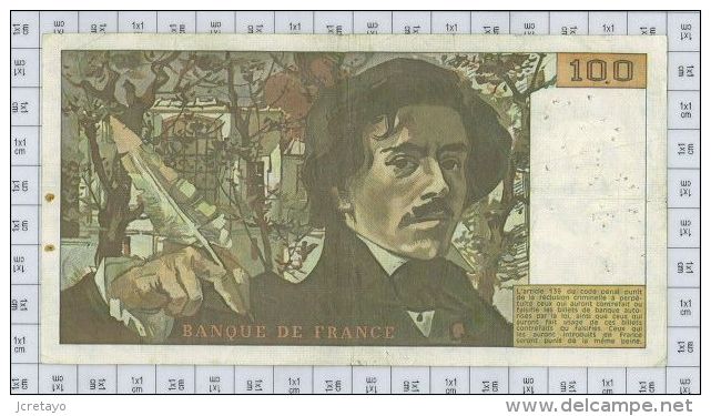 100 Francs Delacroix, Fayette N° 68-2, état TB-TTB - 100 F 1978-1995 ''Delacroix''