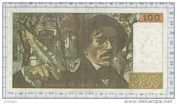 100 Francs Delacroix, Fayette N° 68-2, état TB-TTB - 100 F 1978-1995 ''Delacroix''