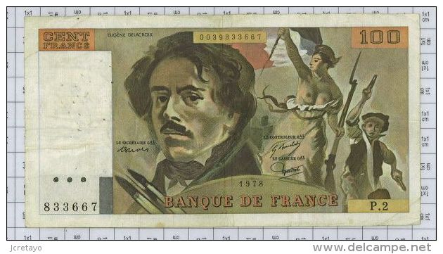 100 Francs Delacroix, Fayette N° 68-2, état TB-TTB - 100 F 1978-1995 ''Delacroix''