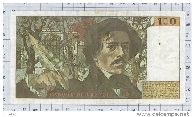 100 Francs Delacroix, Fayette N° 68-2, état TTB - 100 F 1978-1995 ''Delacroix''