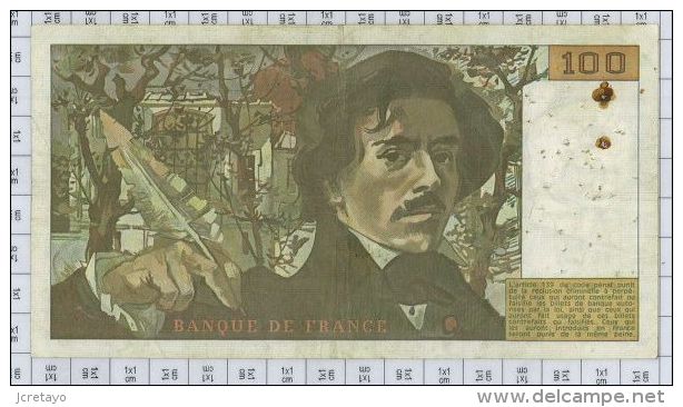 100 Francs Delacroix, Fayette N° 68-2, état TB-TTB - 100 F 1978-1995 ''Delacroix''