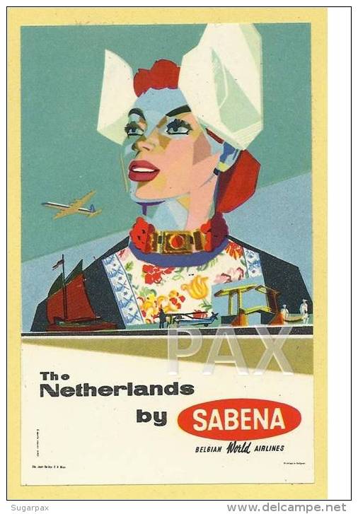 BELGIUM &#9830; The NETHERLANDS By SABENA &#9830; AVIATION  &#9830; BELGIQUE &#9830; VINTAGE LUGGAGE LAB - Baggage Labels & Tags