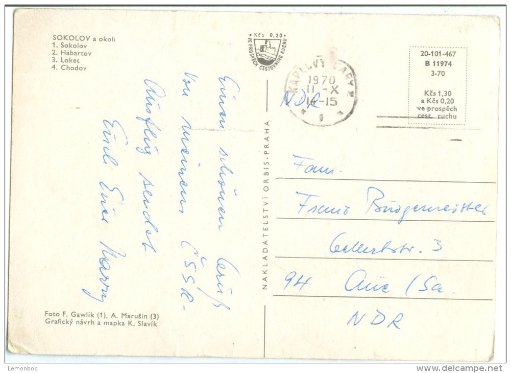 Czech Republic,  SOKOLOV A OKOLI, 1970 Used Postcard [13993] - Tschechische Republik