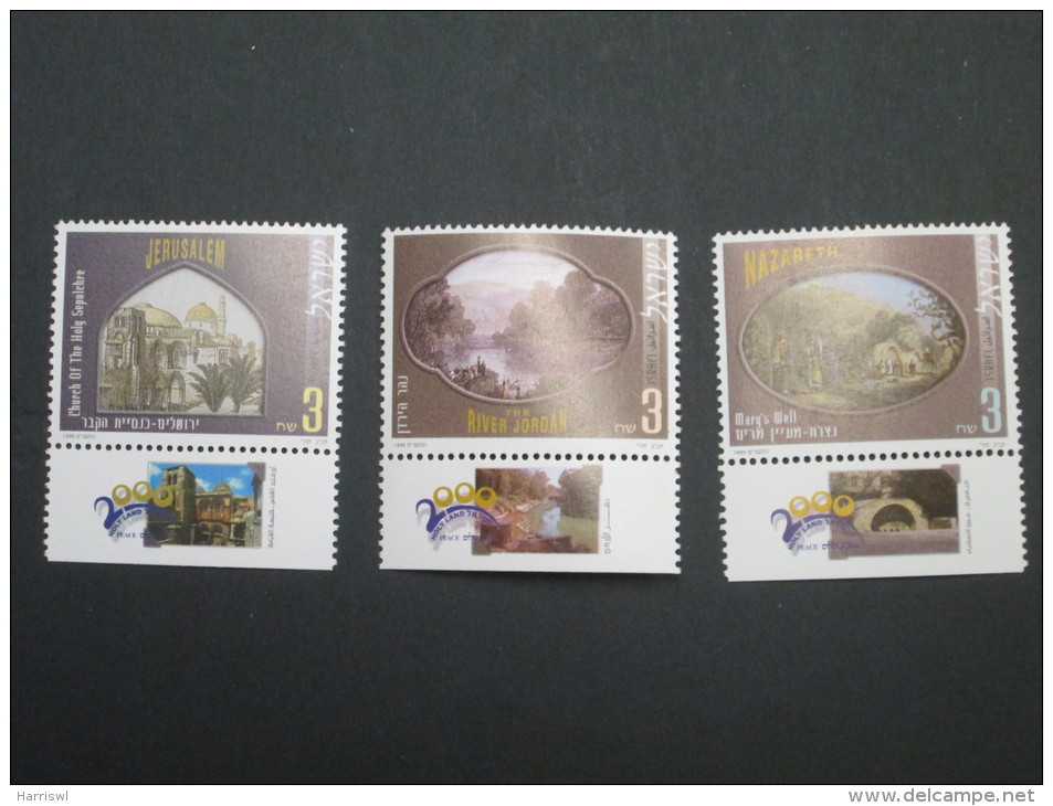 ISRAEL 1999 PILGRIMAGE TO HOLY LAND SET 3 MINT TAB STAMPS - Unused Stamps (with Tabs)