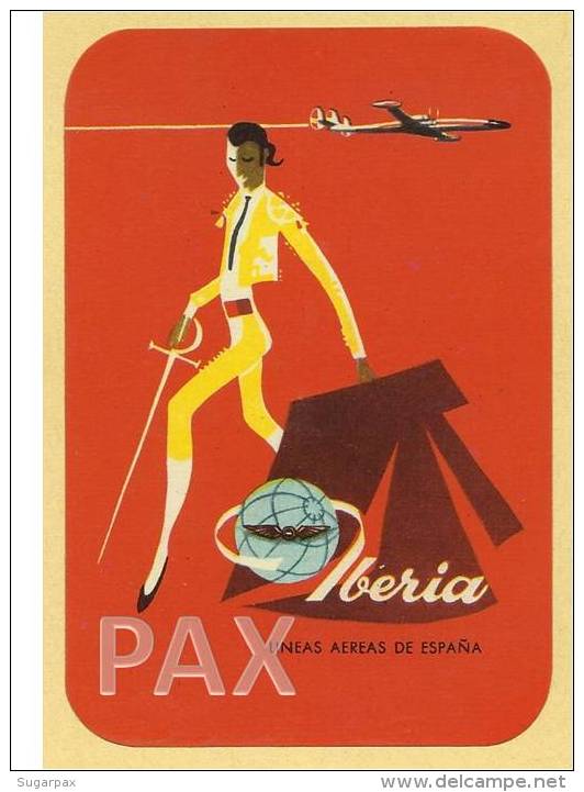 SPAIN &#9830; IBERIA &#9830; ESPAÑA &#9830; AVIATION &#9830; VINTAGE LUGGAGE LABEL &#9830; 2 SCANS - Baggage Labels & Tags