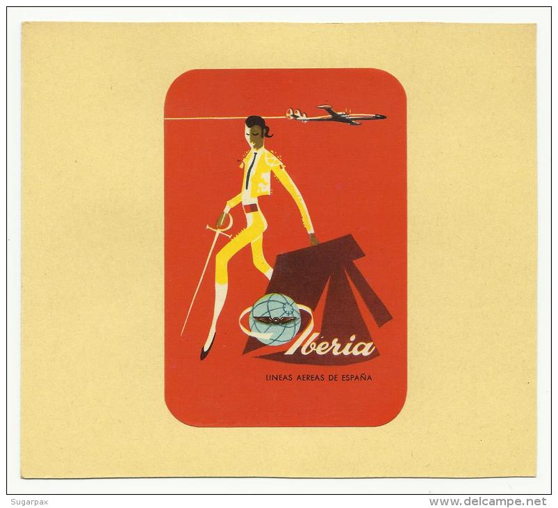 SPAIN &#9830; IBERIA &#9830; ESPAÑA &#9830; AVIATION &#9830; VINTAGE LUGGAGE LABEL &#9830; 2 SCANS - Aufklebschilder Und Gepäckbeschriftung