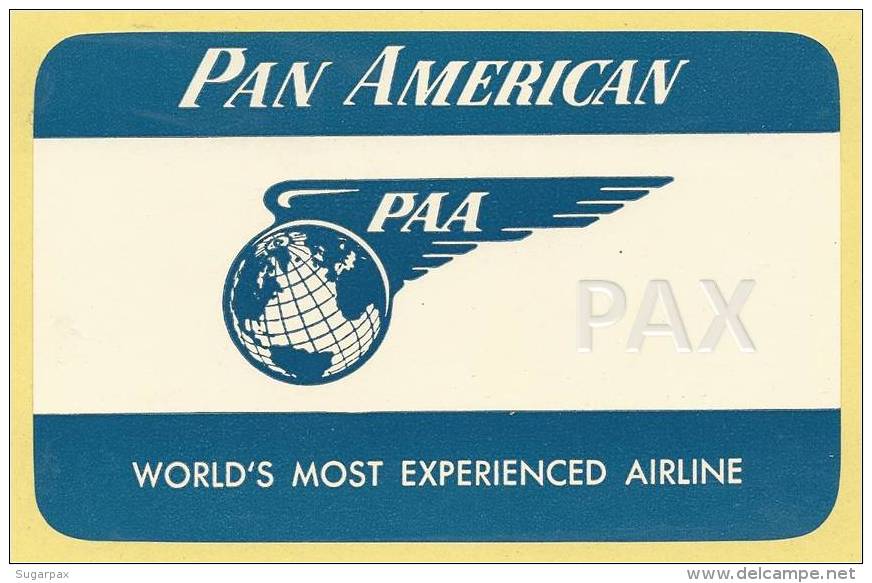 U. S. A.  &#9830; PAN AMERICAN AIRWAYS &#9830; AVIATION &#9830; VINTAGE LUGGAGE LABEL &#9830; 2 SCANS - Étiquettes à Bagages