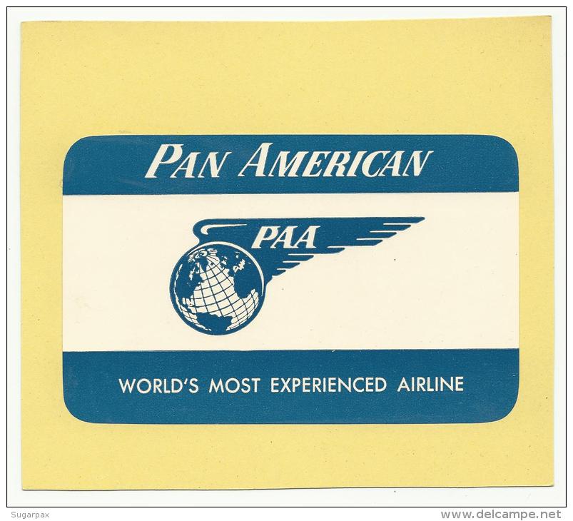 U. S. A.  &#9830; PAN AMERICAN AIRWAYS &#9830; AVIATION &#9830; VINTAGE LUGGAGE LABEL &#9830; 2 SCANS - Etiquetas De Equipaje