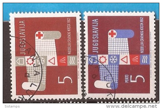 1962 X 28 JUGOSLAVIJA CROCE ROSSA RED CROSS VERKEHR FEUER INDUSTRIE USED - Oblitérés
