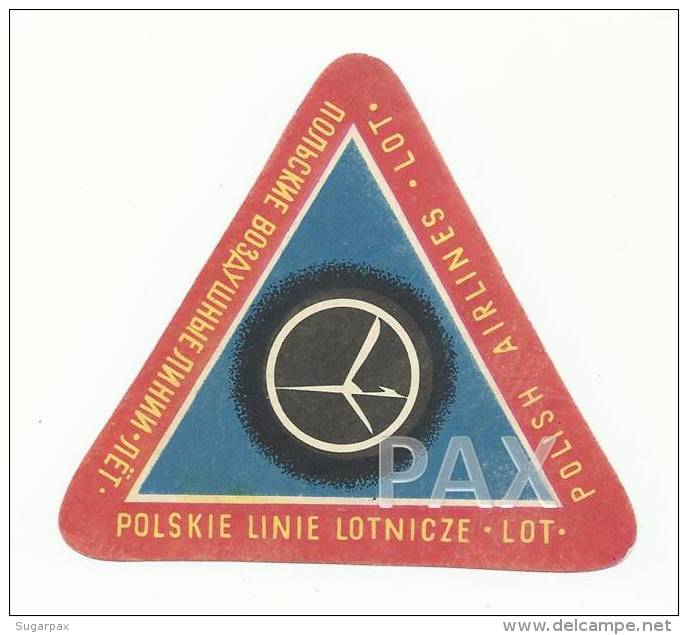 POLAND &#9830; LOT &#9830; POLISH AIRLINES &#9830; VINTAGE LUGGAGE LABEL &#9830; 2 SCANS - Étiquettes à Bagages