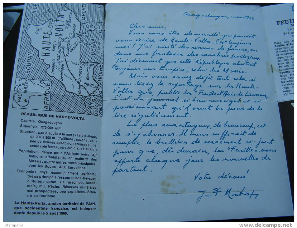 == Haute Volta , 1963 Cv. See Text With Map - Obervolta (1958-1984)
