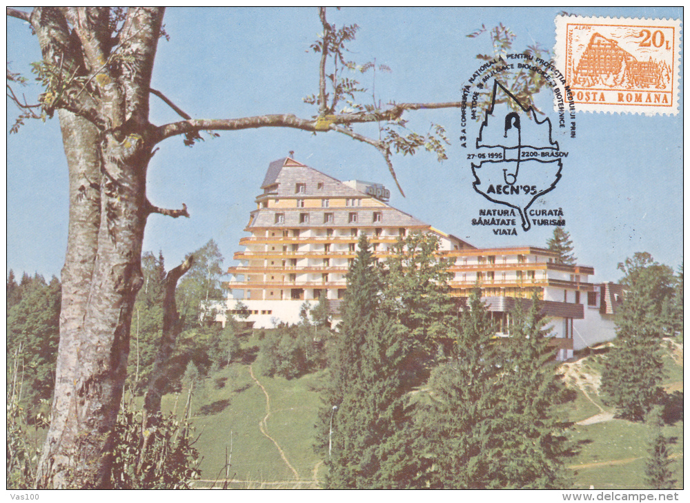 VACATION, TOURISM,POIANA BRASOV, HOTEL ALPIN,CM, CARTES MAXIMUM, MAXI CARD,1995,ROMANIA - Other & Unclassified