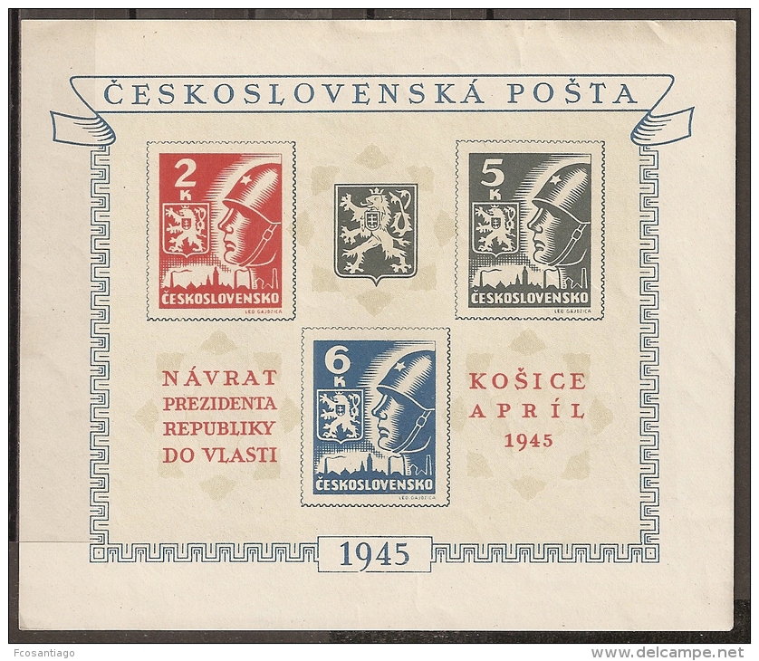 CHECOSLOVAQUIA 1945 - Yvert #H8 - MNH ** - Hojas Bloque